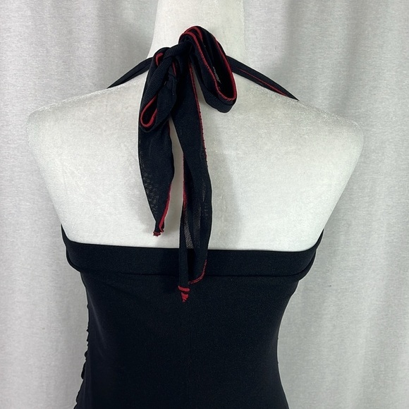 Vintage Y2K Speechless Black Handkerchief Halter Dress Womens M Dark Romantic - Picture 6 of 10